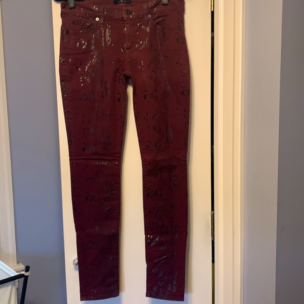 7 For All Mankind maroon skinny jeans, size 29 - Picture 2 of 6